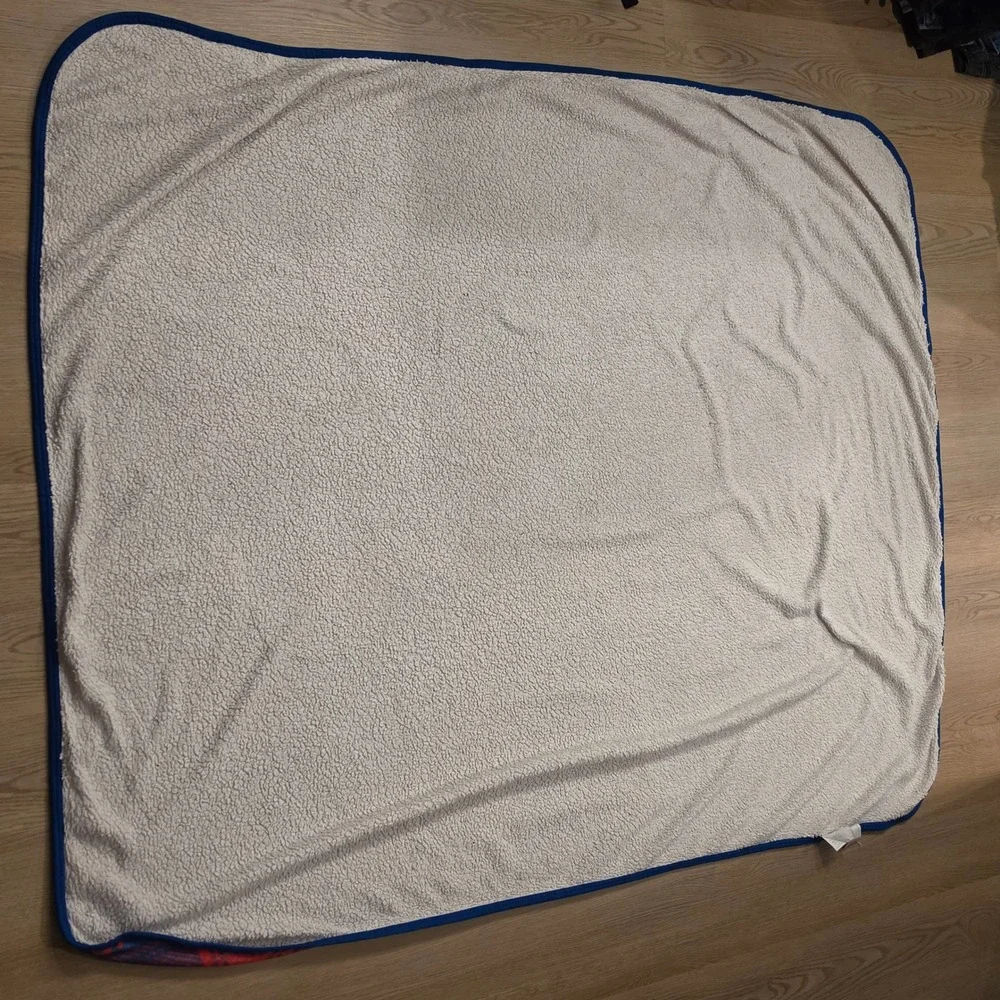 MLB Chicago Cubs Plaid Sherpa Throw Blanket Northwest Company Blue Red Fleece
